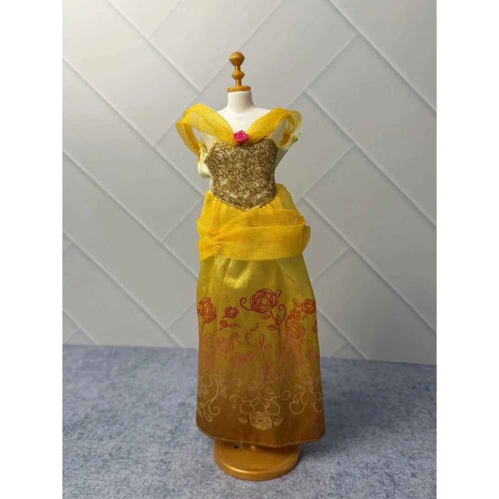 Disney Princess Princess Belle Doll Dress Replacement Gown Yellow Glitter